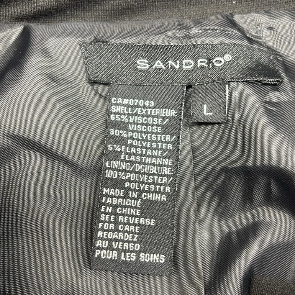 Sandro Lightweight Jacket Button Front Size Large Black - Picture 7 of 11